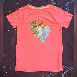 🌟❣️4/$10 Girls Sz10/12 Cat &Jack Pink Short Sleeve Tee Reversible Sequin Hearts